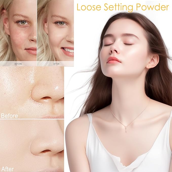 Mineral Setting Powder, Matte Oil Control Mineral Brush Powder for Face, Natural Translucent Loose Setting Powder, Lasting Lightweight Breathable Face Powder for All Skin (Translucet, 8g)-VivaGrace Women