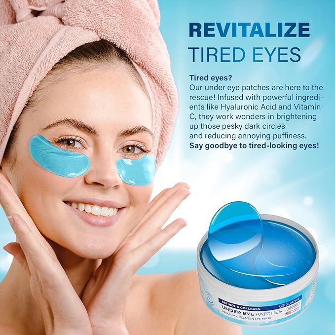 Under Eye Patches for Dark Circles: 60 Count Retinol Collagen Eye Gels Pads - Reduce Wrinkles, Puffy Eyes, Eye Bags - Skin Treatment Mask for Anti Aging & Face Moisturizer 1-VivaGrace Women