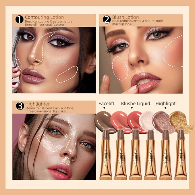 Contour Beauty Wand, Liquid Face Concealer Contouring with Cushion Applicator, Natural Matte Finish, Lightweight Blendable Cream Bronzer Stick Makeup, Cruelty-free（Contour）-VivaGrace Women
