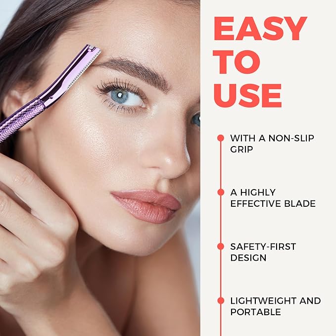 ZOMCHI Eyebrow Razor, Face Razors for Women&Men, Eyebrow Trimmer Shaper with Precision Cover, Facial Shaver with 6 Blades (Purple)-VivaGrace Women