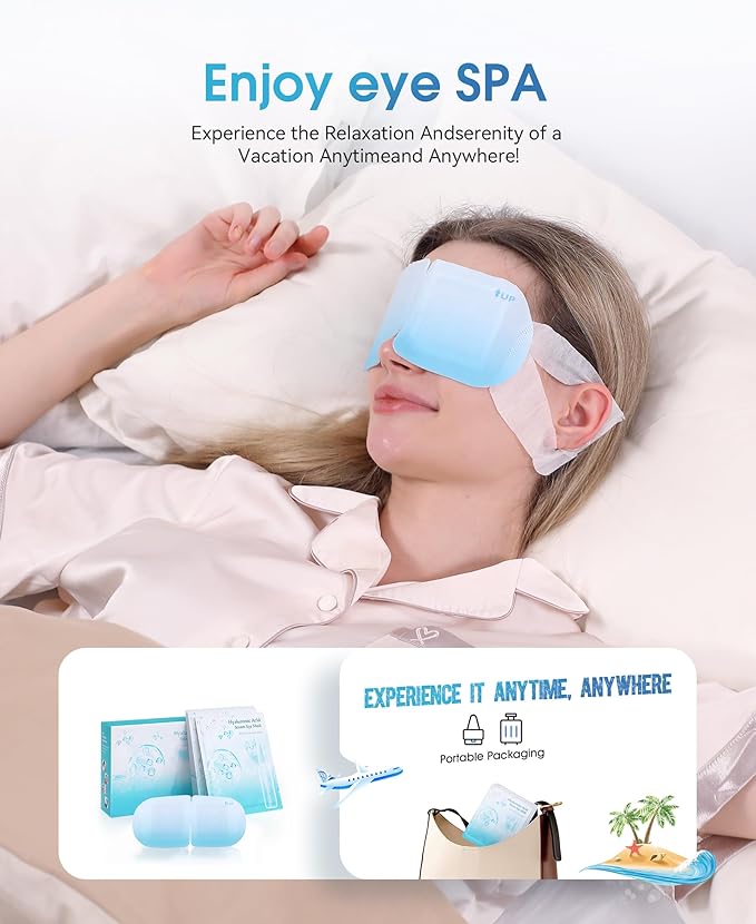 LC-dolida 14 Packs Steam Eye Mask, Hyaluronic Acid Formula Auto Heated Eye Mask for Dry Eyes SPA Warm Sleep Eye Mask Cornea Care Rest Self Heating Eye Mask Business Trip Party Favors Supplements-VivaGrace Women