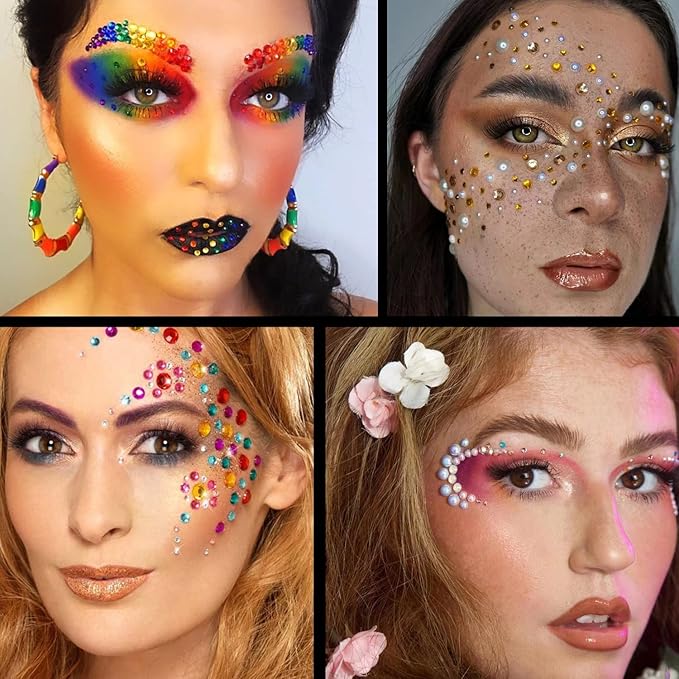 Flat Back Rhinestone+Half Round Pearl Kits Colorful Rhinestones+White AB Pearls With Picker Pencil And Tweezer For Home DIY And Professional Use-VivaGrace Women