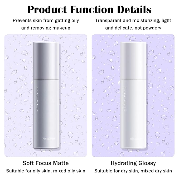 2PCS Makeup Setting Spray for Face,Waterproof Setting Spray for Makeup,Long Lasting Oil Control Finishing Holding Face Mist,Refreshing Hydrating Glossy and Matte Fixing Facial Mist Make Up Set A4-VivaGrace Women