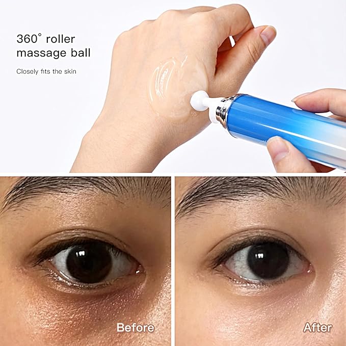 5% Caffeine Eye Serum with 360° Massage Rollerball Topper,Caffeine Eye Cream for Dark Circles,Wrinkles,Puffiness and Fine Lines,Under Eye Roller Cream Eye Bags Treatment for Women and Men-VivaGrace Women