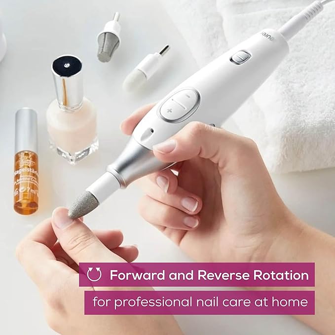 Beurer MP42 Nail Drill, 7-in-1 Nail Kit with Strong Sapphire Nail Drill Bits, Electric Nail File and Nail Buffer Includes Bright LED Light, Pedicure Kit and Manicure Set with Storage Case-VivaGrace Women