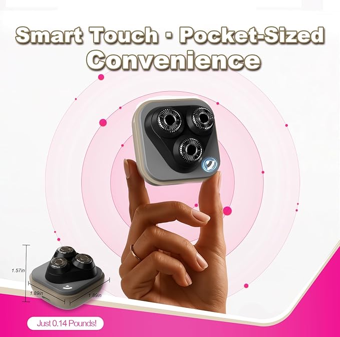 Facial Hair Removal for Women, 3D Floating Blade Rotary Razor, Wet/Dry Electric Shaver, Portable & USB Rechargeable Epilator Hair Remover for Face, Upper Lip, Chin, Arms & Legs (Beige)-VivaGrace Women