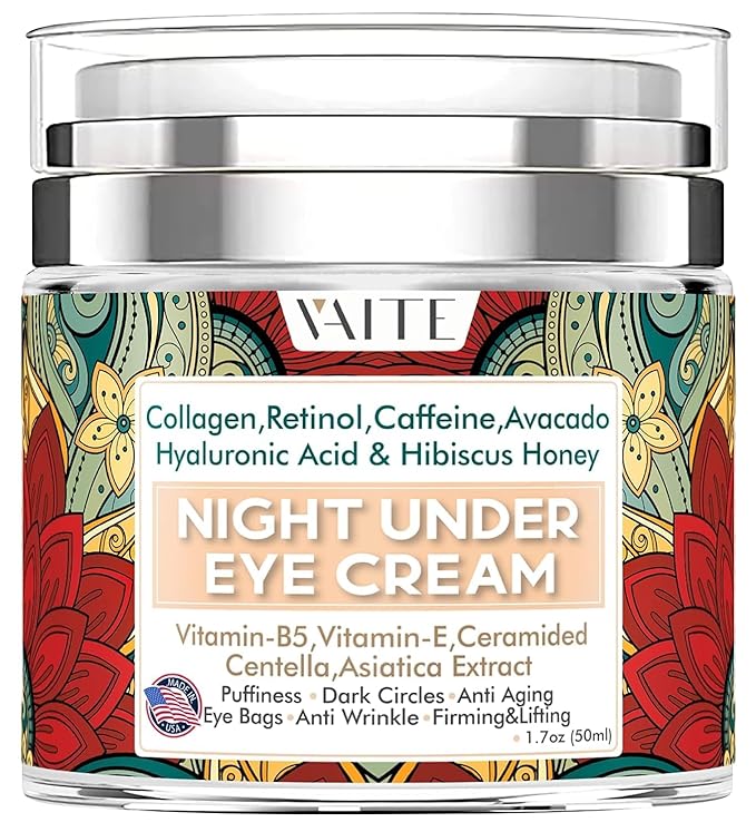Under Eye Cream with Collagen Avacado Hyaluronic Acid & Hibiscus Honey for Night and Day with Vitamin- E, Vitamin-B5 for Puffiness Circles Anti Aging Eye Baqs and Anti Wrinkle Retinol, Caffeine,-VivaGrace Women