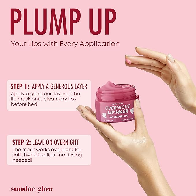 Watermelon Lip Mask - Dermatologist Tested, Anti-Aging, Korean Skin Care, Deep Hydration, Overnight Lip Repair - Vegan, Clean Beauty, 95% Natural, Cruelty-Free - 1 Pack-VivaGrace Women