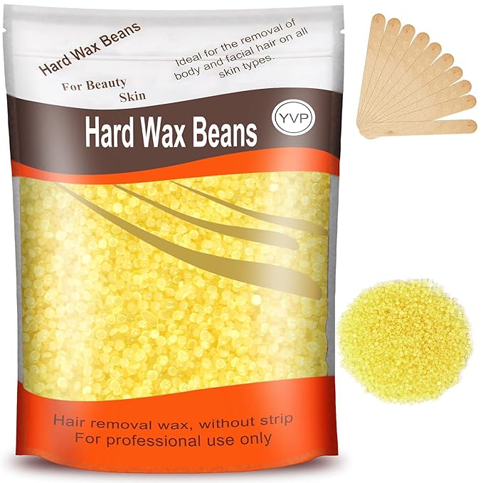 Hair Removal Wax Beads for Brazilian Waxing, Sensitive Skin - Face, Eyebrow, Legs At Home - 300g (10 Oz) with 10 Pearl Wax Sticks (Honey)-VivaGrace Women
