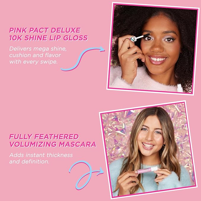 Petite 'n Pretty "Amazon Exclusive" Glow Basics Natural Makeup Starter Gift Set for Kids, Tweens & Teens for Eyes, Cheeks & Lips- Clean, Non Toxic-VivaGrace Women