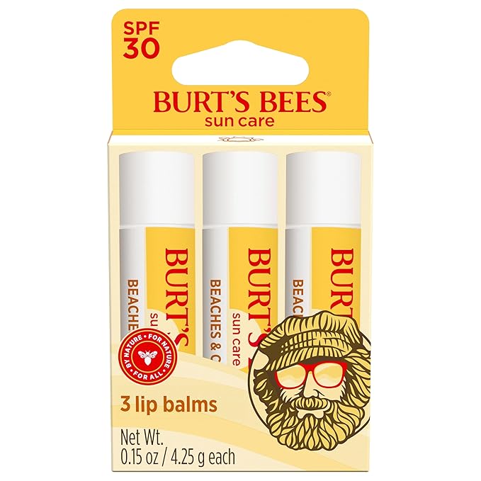 Burt’s Bees SPF 30 Lip Balm Mothers Day Gifts for Mom, Beaches and Cream, Water-Resistant Sun Care, Nano-Free Zinc Oxide Formula, Natural Origin Conditioning Lip Treatment, 3 Tubes, 0.15 oz.-VivaGrace Women