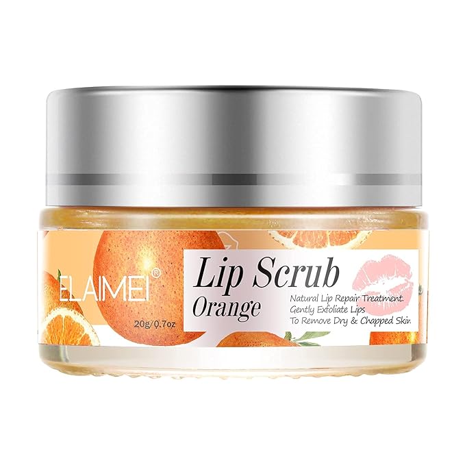 Lip Scrub, Lip Scrubs Exfoliator & Moisturizer, Lip Repair for Lush Soft Lips, Lip Moisturizer for Chapped Dry and Flaky Lips Treatment, Lip Scrubs (Orange)-VivaGrace Women