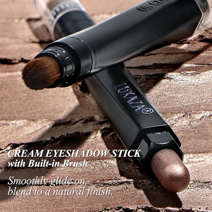 Neutral Eyeshadow Stick Makeup 6PCS Set, Brown Nude Metallic Shimmer Matte Cream Eye Shadow Palette Eyeliner Brightener Pencil Crayon - BROWN CANYON-VivaGrace Women