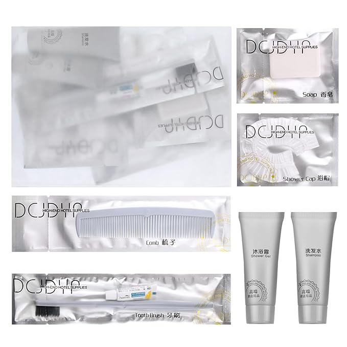 Hygiene Kit, Hygiene Kit Bulk, Travel Hygiene Kit With Toothbrush, Toothpaste, Comb, Shampoo, Shower Gel, Shower Cap And Soap, Individually Packed, Suitable For Hotel, Home, Travel (12 sets)-VivaGrace Women