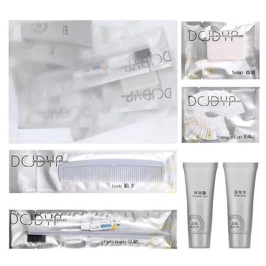 Hygiene Kit, Hygiene Kit Bulk, Travel Hygiene Kit With Toothbrush, Toothpaste, Comb, Shampoo, Shower Gel, Shower Cap And Soap, Individually Packed, Suitable For Hotel, Home, Travel (12 sets)-VivaGrace Women