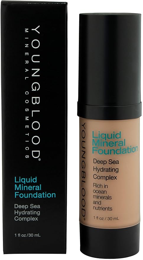 Youngblood Mineral Cosmetics Liquid Mineral Foundation, Golden Sun (Old Version) | Full Coverage Mineral Lightweight Makeup | Vegan, Cruelty Free, Paraben Free-VivaGrace Women