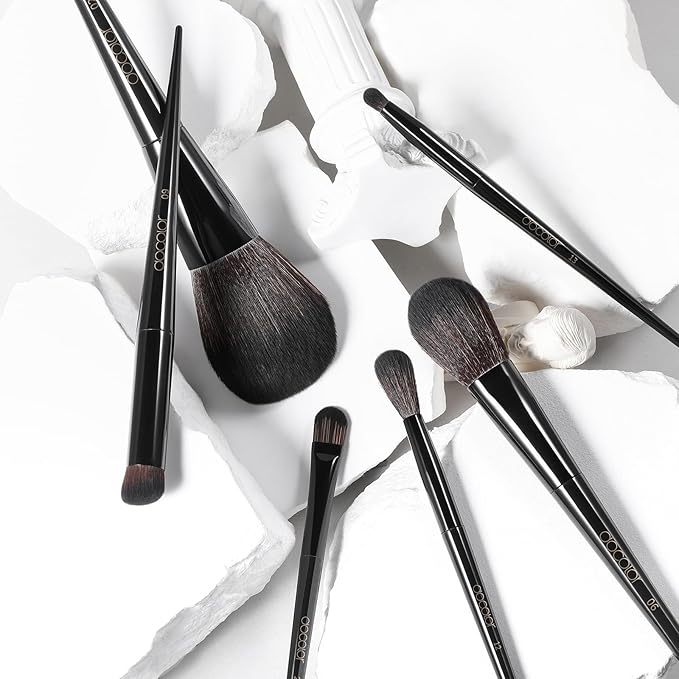 Docolor Makeup Brushes Set Professional 30Pcs Obsidian Makeup Brushes Premium Synthetic Powder Kabuki Foundation Contour Blush Concealer Eye Shadow Blending Eyeliner Crease Eyebrow Make Up Brush Kit-VivaGrace Women