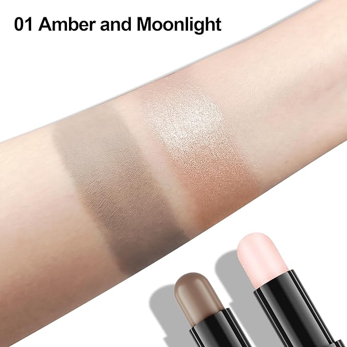 FV Cool Toned Contour Stick, Double-ended Contour and Highlighter Stick, Long Lasting & Lightweight Contour Stick Makeup with Natural Finish, Waterproof and Creamy Texture for Face Shaping, 01-VivaGrace Women