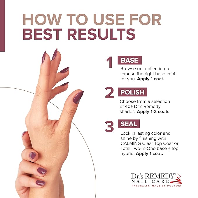 Dr’s Remedy Enriched Nail Polish: Non Toxic, All Natural, and Organic - Doctor Formulated: Strengthens, Restores, Heals, and Protects '24-Free' - BRAVE Berry