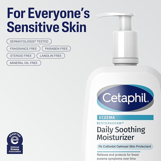 CETAPHIL RESTORADERM Soothing Moisturizer, For Eczema Prone Skin, 10 fl oz, For Dry, Itchy, Irritated Skin, 24Hr Hydration, No Added Fragrance, Doctor Recommended Sensitive Skincare Brand-VivaGrace Women