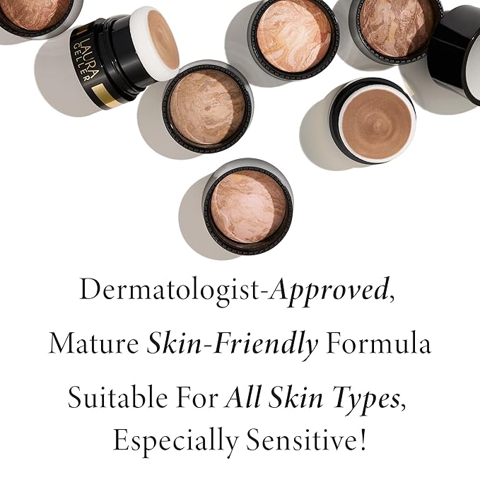 LAURA GELLER NEW YORK Award-Winning Baked Balance-n-Brighten To Go Travel Size Color Correcting Powder Foundation - Golden Medium - Buildable Light to Medium Coverage - Demi-Matte Natural-VivaGrace Women