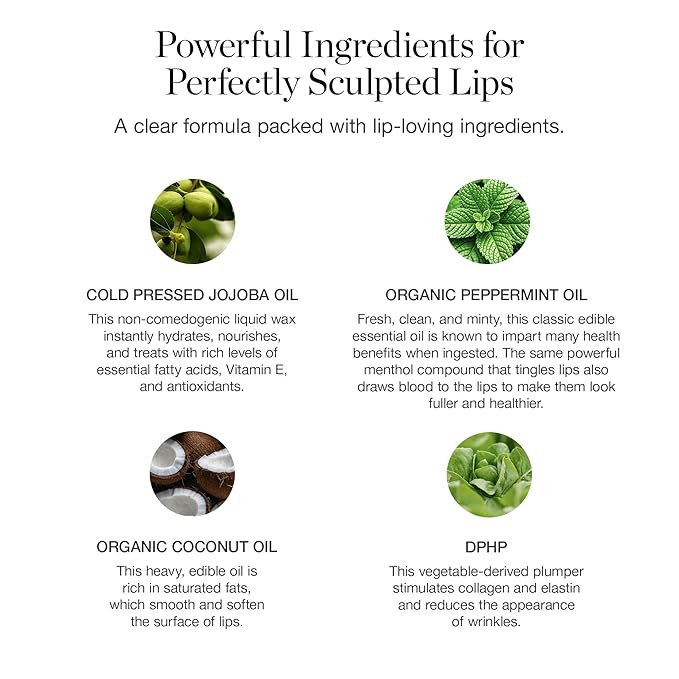 Ogee Sculpted Lip Oil - Lip Stain Made with 100% Organic Coconut Oil, Jojoba Oil, and Vitamin E - Best as Lip Balm or Overnight Lip Treatment - CLEAR-VivaGrace Women