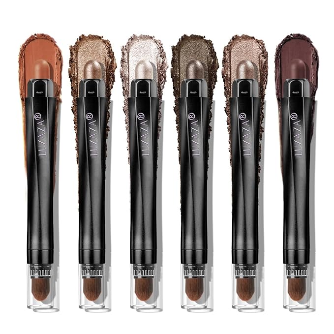 Neutral Eyeshadow Stick Makeup Set, Metallic Shimmer Matte Cream Eye Shadow Eyeliner Brightener Pencil Crayon - Cinnamon Coco-VivaGrace Women