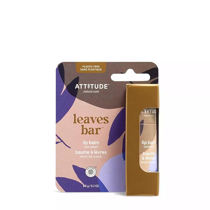ATTITUDE Plastic-free Lip Balm, EWG Verified Plant- and Mineral-Based Ingredients, Vegan and Cruelty-free Personal Care Products, Coconut, 0.3 Oz (Pack of 2)-VivaGrace Women