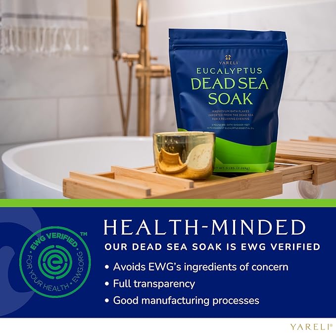 Magnesium Flakes, 5lb Eucalyptus, Dead Sea Bath and Foot Soak, Alternative to Epsom Salt with Over 250,000mg of Magnesium Chloride Per Bag-VivaGrace Women