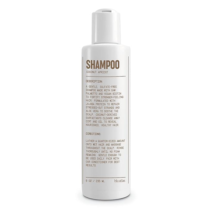 Blu Atlas Men's Natural Shampoo – Organic, Sulfate-Free, Paraben-Free – Deep Cleansing & Hydrating – Coconut Apricot Scent – Made in America – 8 oz-VivaGrace Women