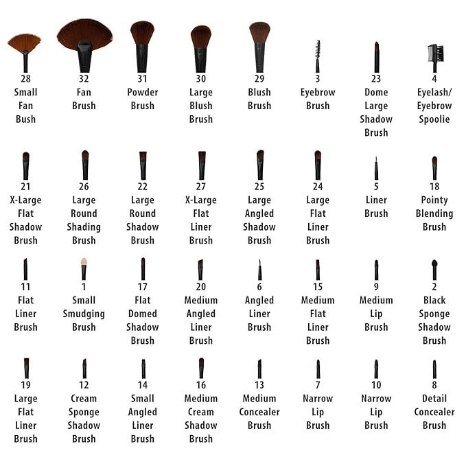 SHANY Makeup Brushes Premium Synthetic Foundation Powder Concealers Eye Shadows Cosmetics Brush Set with Faux Leather Pouch and Instruction sheet, 32 Count-VivaGrace Women