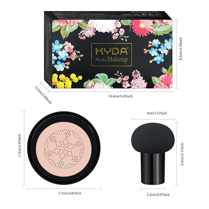 Ownest Mushroom Head Air Cushion BB Cream, Concealer Lasting Nude Makeup Moisturizing Pigment CC Liquid Foundation, Even Skin Tone Makeup Base Primer-Natural-VivaGrace Women