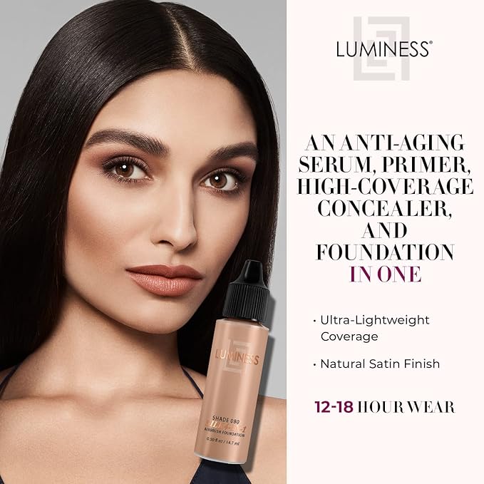 Luminess Air Silk 4-In-1 Airbrush Foundation- Foundation, Shade 080 (.5 Fl Oz) - Sheer to Medium Coverage - Anti-Aging Formula Hydrates and Moisturizes - Professional Makeup Kit for Cordless Air Brush-VivaGrace Women