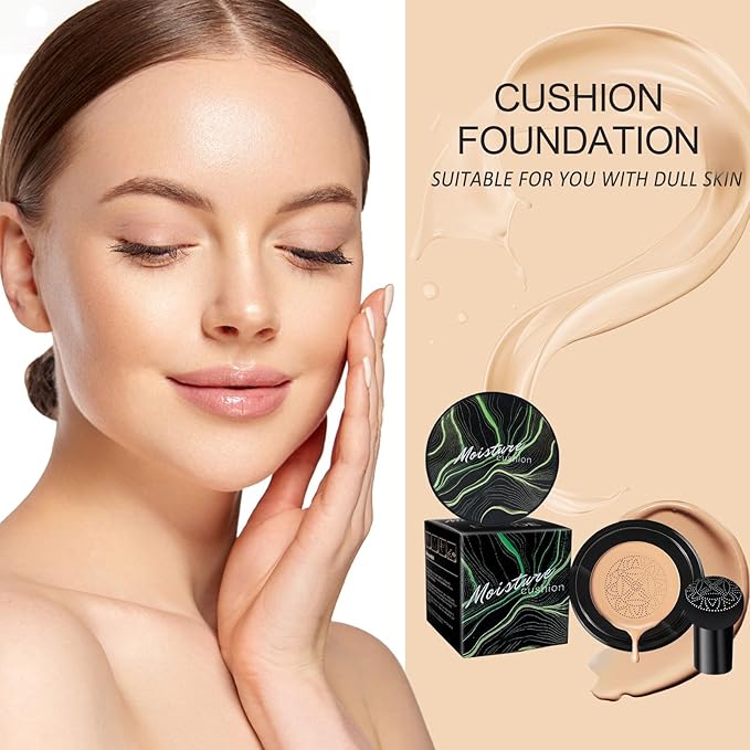 Mushroom Head Air Cushion CC Cream BB Cream Makeup Foundation Moisturizing Concealer Long Lasting Full Coverage Waterproof Foundation Makeup Even Skin Tone Makeup Base Primer (Buff Beige)-VivaGrace Women