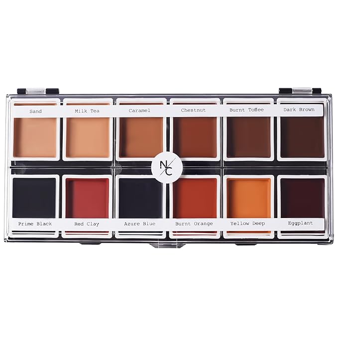 12 Color Dark Flesh Tone Alcohol Activated Makeup Palette for Special Effects - Waterproof Dark Flesh Tone Makeup for Professional Makeup Artists-VivaGrace Women