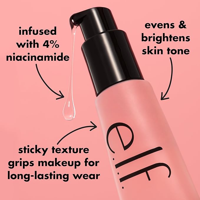 e.l.f. Power Grip Primer + 4% Niacinamide, Gel-Based & Hydrating Face Primer, Evens Skin & Brightens, Grips Makeup, Vegan & Cruelty-Free, 0.8 Fl Oz-VivaGrace Women