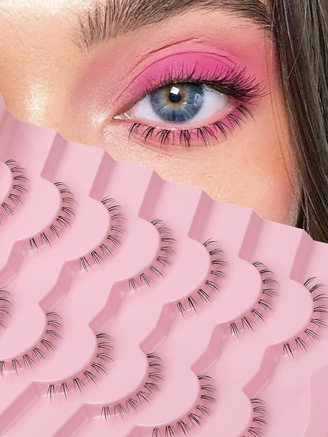Lashes Natural Bottom Lashes 8mm Lower False Eyelashes Natural Look Strip Lashes Extention Wispy Bottom Eyelashes Fake Lashes Pack 7 Pairs-VivaGrace Women
