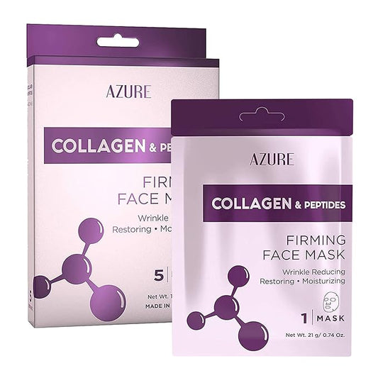 Azure Cosmetics Collagen & Peptides Lifting Facial Sheet - Restoring, Smoothing & Moisturizing Face Mask - Helps Reduce Fine Lines & Wrinkles, Smooths & Repairs - Skin Care Made in Korea - Pack of 5-VivaGrace Women