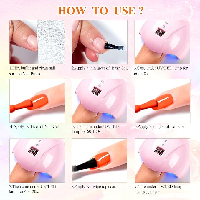 MEET ACROSS 12pcs Gel Nail Polish Set,Soak Off UV LED Lamp Gel Nail Polish Kit,Fashion Shimmer Nail Art Design Gifts for Women Manicure Salon (Makaron series)