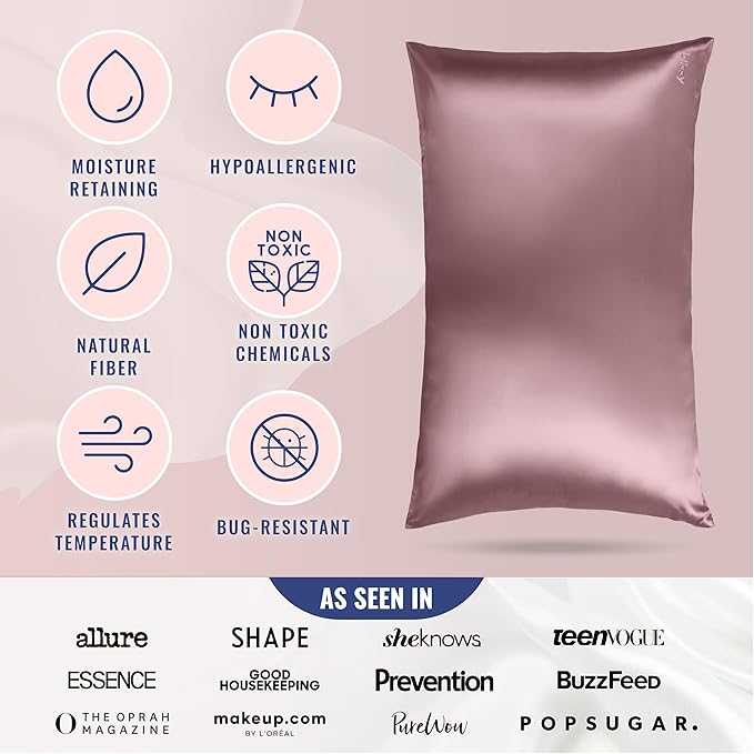 Blissy Silk Pillowcase - 100% Pure Mulberry Silk - 22 Momme 6A High-Grade Fibers - Silk Pillow Cover for Hair & Skin - Regular, Queen & King (Plum, King)-VivaGrace Women