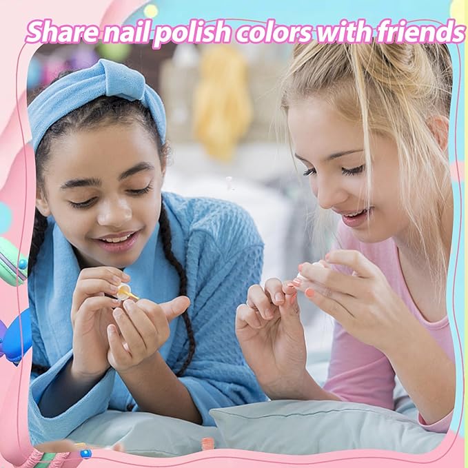 Kids Nail Polish - Non-Toxic Nail Polish Set for Girls, 10 Pastel Macaron Colors Quick Dry Peel Off Water Based Nail Polish Toys Kit for Toddler Teen