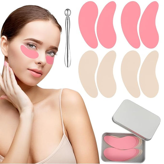 Under Eye Patches, 4 Pairs Reusable Under Eye Patches, Eye Patches for Puffy Eyes, with Metal Eye Cream Applicator, Eye Mask Silicone Eye Patches for Lifting Effect & Minimize Fine Lines & Wrinkles-VivaGrace Women