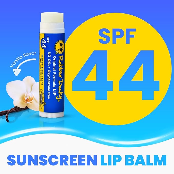 Rubber Ducky | Lip Sunscreen, Lip Balm with SPF 44, Water Resistant Sunscreen Lip Balm | Vegan, Untinted, Vanilla Flavor, with Vitamin E | All Season - Broad Spectrum Sunscreen for Lips-VivaGrace Women
