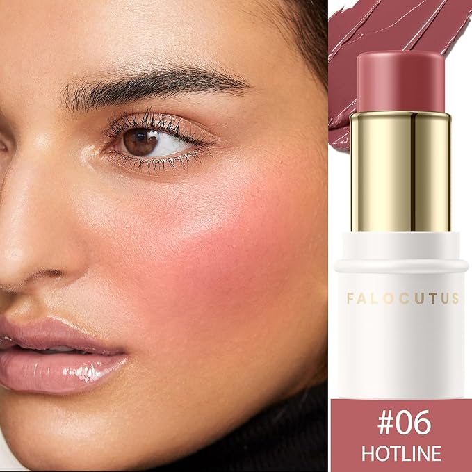 2Pcs Cream Blush Makeup Stick,Monochromatic Multi-Stick Face Blush for Cheek,Lip and Eye,Matte and Dewy Finish for Long Wearing,Easy Application.HOTLINE-VivaGrace Women