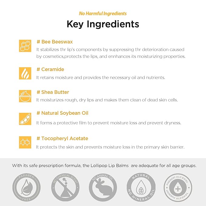 FASCY Lollipop Lip Balm Banana, Lip Balms & Moisturizers, Korean Lip Balm, Korean Lip, Korean Lip Products, Paraben Free, Moisturizing, 0.13 Oz, (Banana)-VivaGrace Women