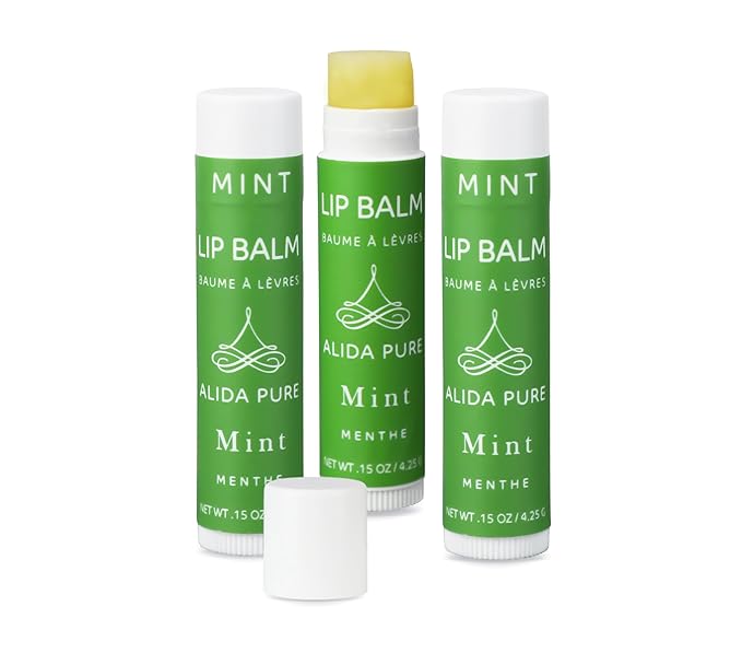 Mint Lip Balm Collection, Vegan Lip Balm Set, Beeswax Free, with Avocado Oil, Organic Jojoba Oil, and Vitamin E, Natural Moisturizer for Dry, Chapped Lips, 3 Tube Set-VivaGrace Women