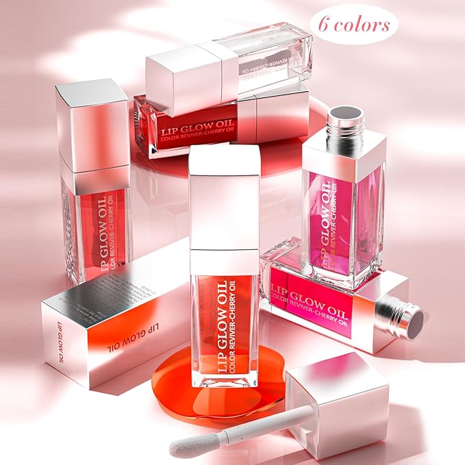 Plumping Lip Oil, Moisturizing Lip Glow Oil, Long Lasting Nourishing Lip Gloss Lip Balm, Non-sticky Transparent Toot Lip Oil Tinted for Lip Care and Dry Lip - Transparent-VivaGrace Women