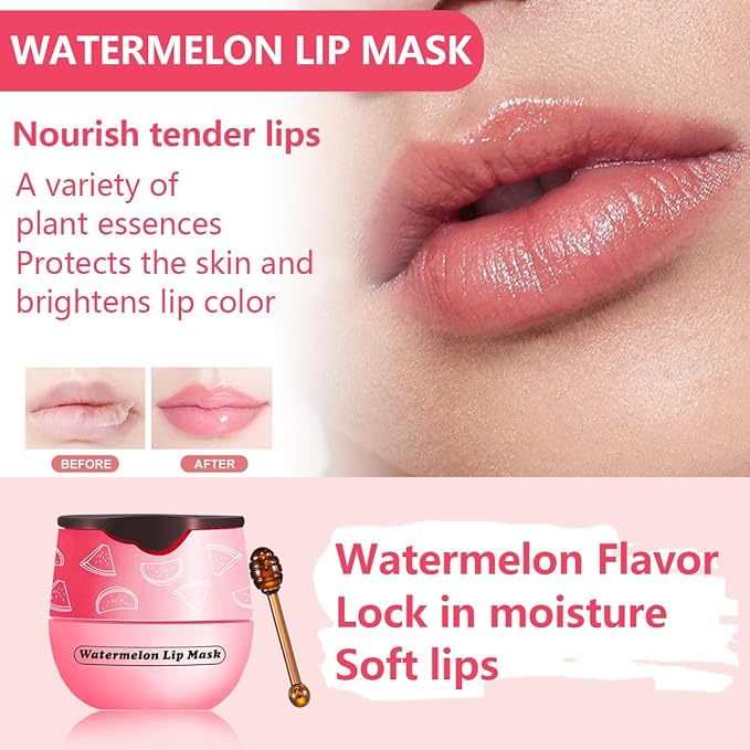 Watermelon Lip Balm, Honey Strawberry Apple Watermelon Lip Mask Overnight, Moisturizing Lip Sleeping Mask, Day & Night Lip Care - Hydrate Repair Prevent Dry (Watermelon）-VivaGrace Women