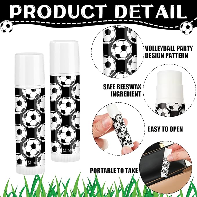 24 Pcs Soccer Lip Balm Soccer Team Gifts Soccer Party Favors Soccer Lip Balm Gift for Soccer Team Soccer Party Guest Supplies-VivaGrace Women