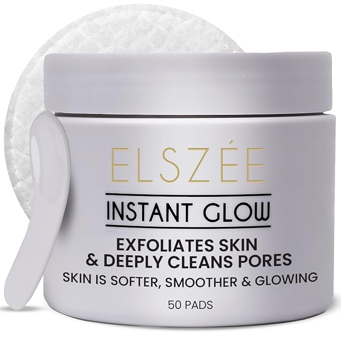 ELSZÉE Instant Glow Exfoliating Treatment Pads | Daily Exfoliant | 2-in-1 Deep Pore Cleansing & Radiance Boost | Luxury London-Formulated Skincare | 30 Pre-Soaked Pads